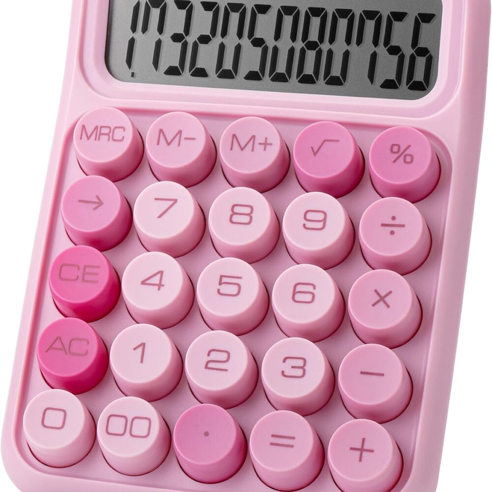 Mr. Pen- Mechanical Switch Calculator, 12 Digit Large LCD Display, Pink | With Big Buttons, Mechanical Switch Calculator for Home, School, Office