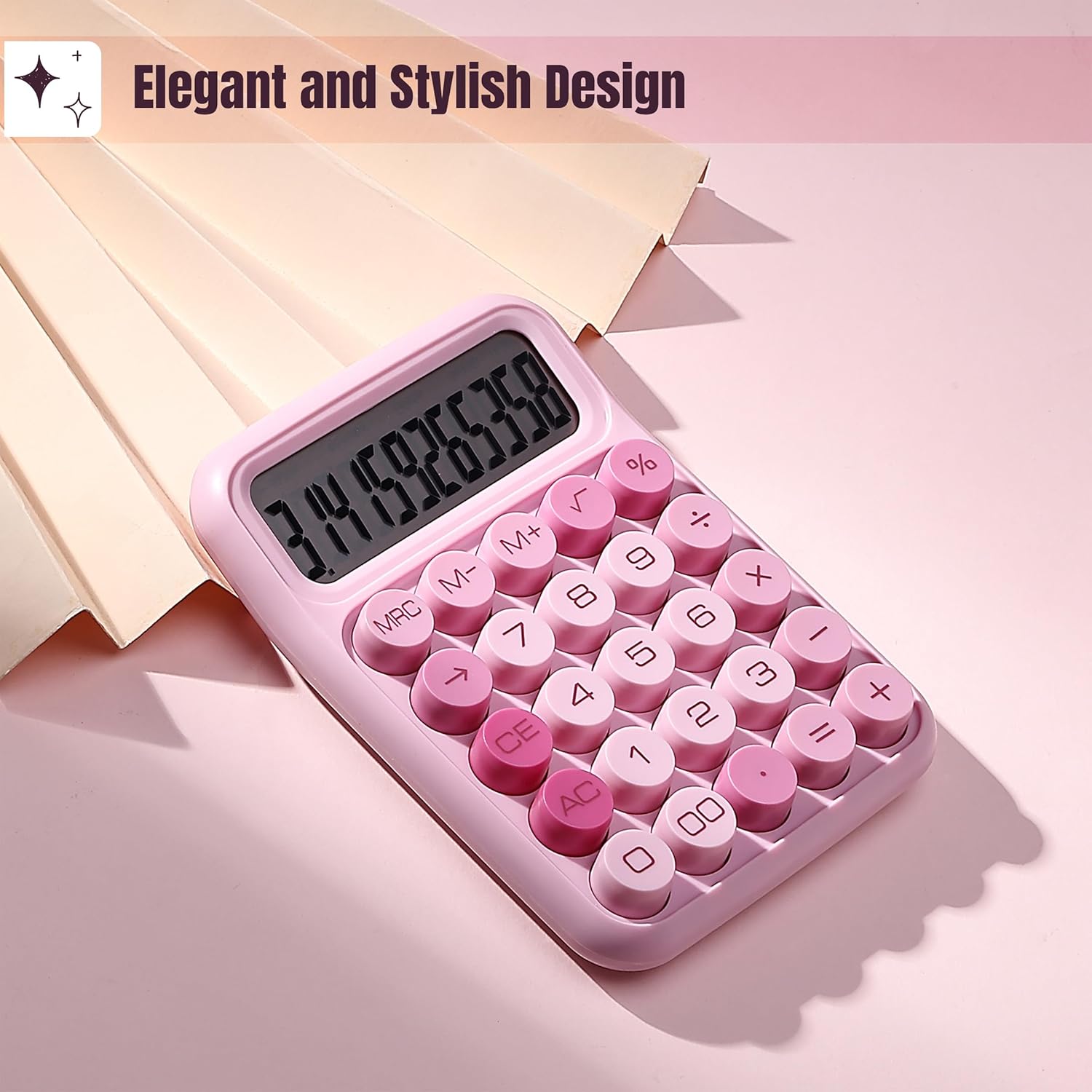 Mr. Pen- Mechanical Switch Calculator, 12 Digit Large LCD Display, Pink | With Big Buttons, Mechanical Switch Calculator for Home, School, Office - Image 4