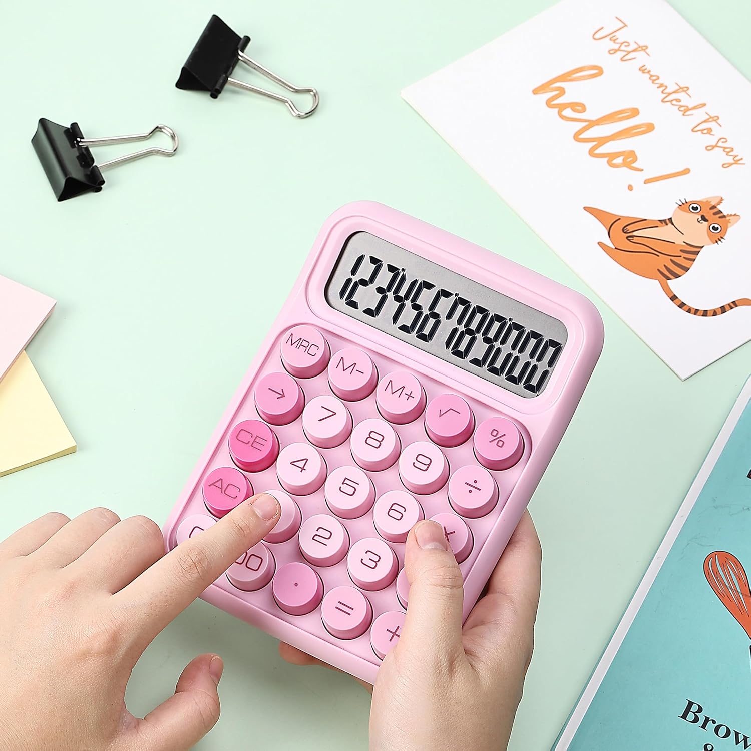 Mr. Pen- Mechanical Switch Calculator, 12 Digit Large LCD Display, Pink | With Big Buttons, Mechanical Switch Calculator for Home, School, Office - Image 7