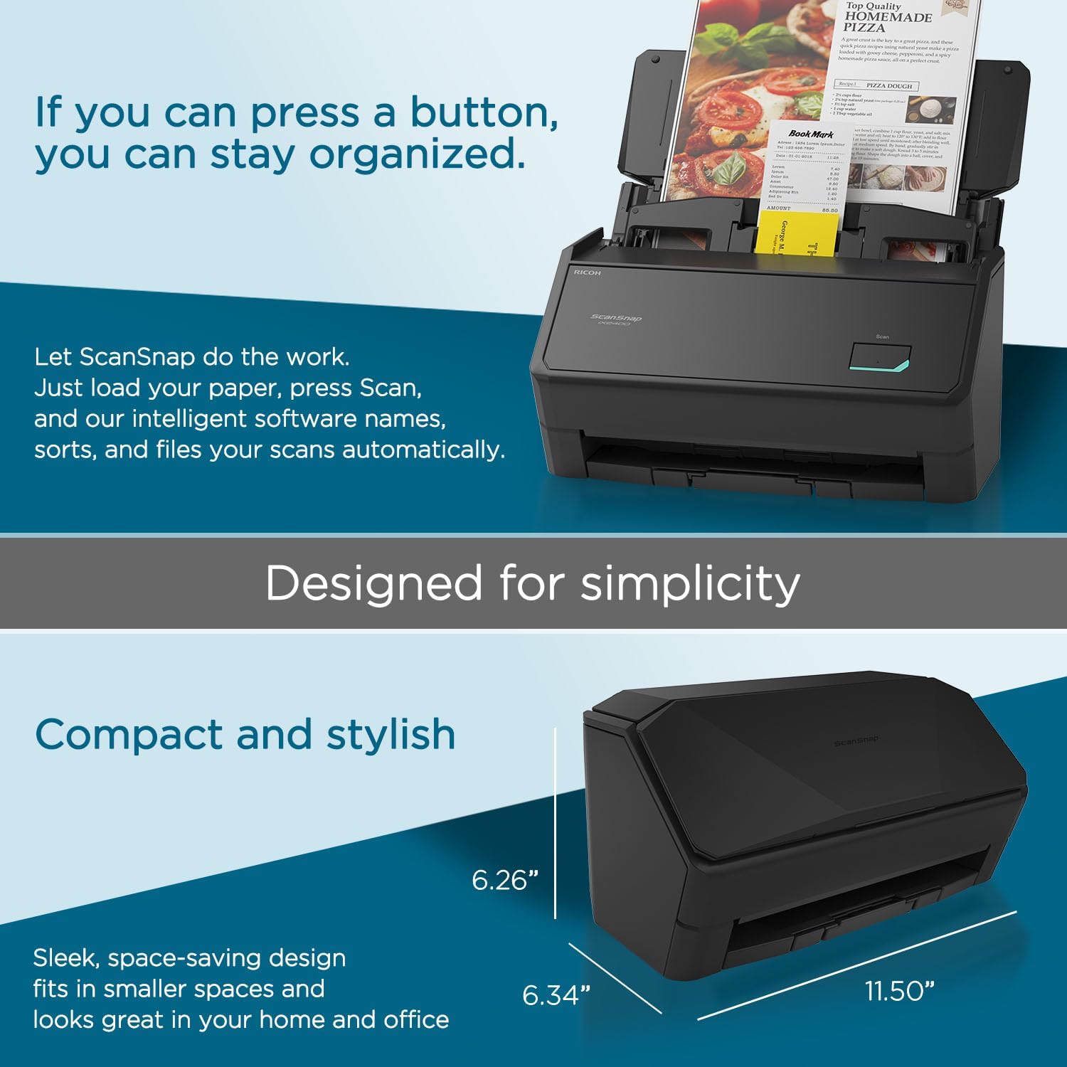 ScanSnap iX2400 High-Speed Simple One-Touch Button Color Document, Photo & Receipt Scanner with 100 Page Auto Document Feeder for Mac or PC, Black - Image 4