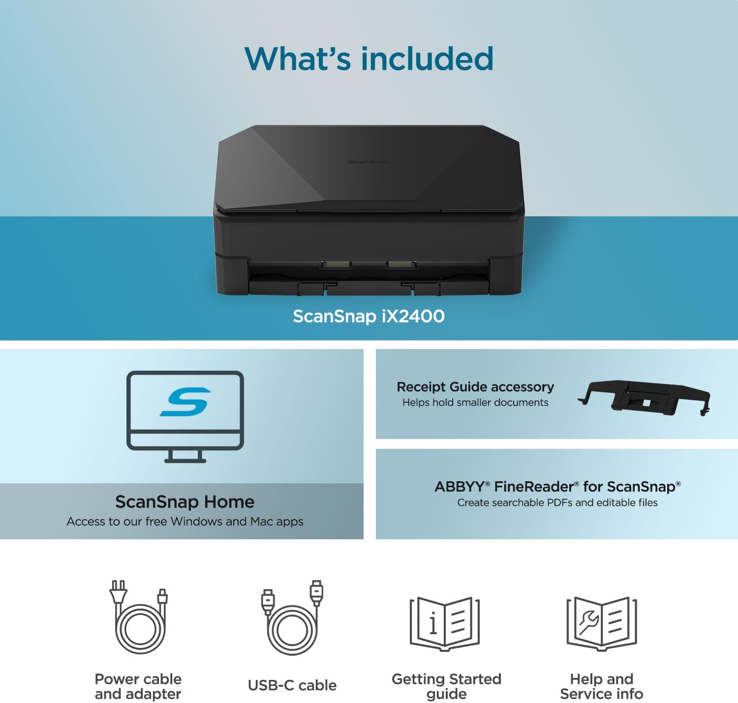 ScanSnap iX2400 High-Speed Simple One-Touch Button Color Document, Photo & Receipt Scanner with 100 Page Auto Document Feeder for Mac or PC, Black - Image 6